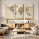Framed World Map Wall Art for Home and Office Decor