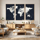 Black World Map Wall Art Canvas Print for Home Office and by MyGreatCanvas | Canvas Wall Art Prints | Photo Prints & Wall Decor