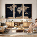 Grunge Wall Art World Map Canvas Print