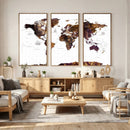 Rustic World Map Wall Art Canvas Print | Large World Map on