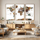 Watercolor World Map Canvas Print – Detailed Map of the