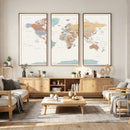 Pastel Colors World Map Wall Art Canvas Print by MyGreatCanvas | Canvas Wall Art Prints | Photo Prints & Wall Decor