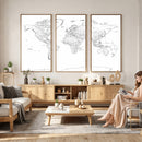 World Map Canvas Print – Framed Modern Detailed Map of the