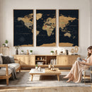 Framed Large World Map Wall Art Canvas Print – Stunning