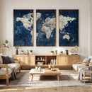 Large Blue World Map Wall Art Canvas Print for Home Office by MyGreatCanvas | Canvas Wall Art Prints | Photo Prints & Wall Decor