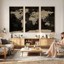 Push Pin World Map Canvas Wall Art Print, Interactive Travel