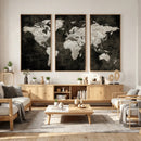 Vintage World Map Wall Art Canvas Print – Framed Large Map