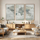 Neutral Vintage World Map Canvas Wall Art Print, Classic Map by MyGreatCanvas | Canvas Wall Art Prints | Photo Prints & Wall Decor