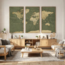 Large World Map Canvas Wall Art Print for Study Room Decor -