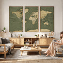 Large World Map Canvas Wall Art Print for Study Room Decor -