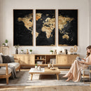 World Map Canvas Wall Art with Famous Landmarks – Framed