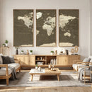 Vintage World Map Canvas Print – Framed Travel Map Wall Art