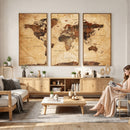 Modern Red and Gray World Map Canvas Print – Framed Wall Art