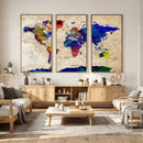 Watercolor World Map Canvas Print – Framed Wall Art for by MyGreatCanvas | Canvas Wall Art Prints | Photo Prints & Wall Decor