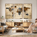 World Map Wall Art Canvas Print, Modern Decorative Framed