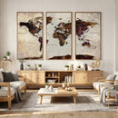 World Map Canvas Triptych – Colorful Global Wall Art for by MyGreatCanvas | Canvas Wall Art Prints | Photo Prints & Wall Decor