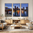 Boston Wall Art Canvas Print, Boston City Downtown Night by MyGreatCanvas | Canvas Wall Art Prints | Photo Prints & Wall Decor
