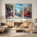 London Street Canvas Wall Art — Big Ben Red Bus Print | Oil by MyGreatCanvas | Canvas Wall Art Prints | Photo Prints & Wall Decor
