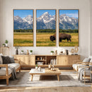 Bison in Mountain Landscape Wall Art Canvas Print – Western by MyGreatCanvas | Canvas Wall Art Prints | Photo Prints & Wall Decor