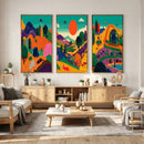 Colorful Japanese Landscape Print: Maximalist Panoramic Wall by MyGreatCanvas | Canvas Wall Art Prints | Photo Prints & Wall Decor