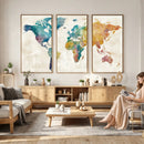 Watercolor World Map Canvas Wall Art Print – Abstract by MyGreatCanvas | Canvas Wall Art Prints | Photo Prints & Wall Decor