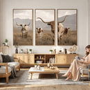 Rustic Texas Longhorn Cow Canvas Wall Art Print, Rustic Farm Animal Photography Print, Farmhouse Country Decor, Western Ranch Art