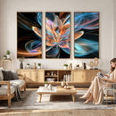Fractal Lotus Canvas Wall Art, Blue Orange Glowing Flower Abstract Print, Modern Zen Meditation Room Decor, Ethereal Digital Art, Living Room by MyGreatCanvas | Canvas Wall Art Prints | Photo Prints & Wall Decor