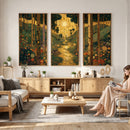 Gustav Klimt Style Forest Canvas Wall Art, Golden Forest Path Floral Art Nouveau Print, Enchanted Woodland Decor by MyGreatCanvas | Canvas Wall Art Prints | Photo Prints & Wall Decor
