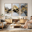 Black and Gold Abstract Wall Art, Modern Wave Canvas Print, Elegant Flowing Smoke Art, Luxury Living Room Decor by MyGreatCanvas | Canvas Wall Art Prints | Photo Prints & Wall Decor