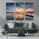Wooden Pier on Seascape and Sunset Wall Art Canvas Print by MyGreatCanvas | Canvas Wall Art Prints | Photo Prints & Wall Decor