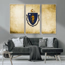 Massachusetts Flag Wall Art Canvas Print