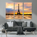 Paris Eiffel Tower Sunset Canvas Wall Art Print - Iconic