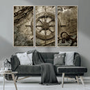 Wooden Ship Wheel Canvas Print, Multi Panel Canvas Wall Art