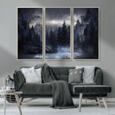 Night Landscape and Trees Wall Art Canvas Print