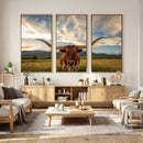 Texas Longhorn Canvas Wall Art – Majestic Triptych Animal by MyGreatCanvas | Canvas Wall Art Prints | Photo Prints & Wall Decor