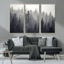 Misty Forest Canvas Wall Art – Monochrome Triptych Pine Tree by MyGreatCanvas | Canvas Wall Art Prints | Photo Prints & Wall Decor