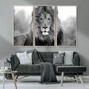 Black and White Lion Canvas Wall Art – Animal Print Artwork
