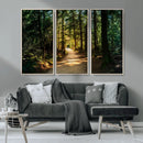 Sunlit Forest Pathway Canvas Print | 3 Panel Large Nature by MyGreatCanvas | Canvas Wall Art Prints | Photo Prints & Wall Decor