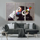Dj Monkey Listening to Music Wall Art Print | Banksy Monkey by MyGreatCanvas | Canvas Wall Art Prints | Photo Prints & Wall Decor