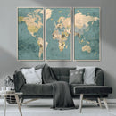 Classic World Map Canvas Print – Framed Vintage Map Wall by MyGreatCanvas | Canvas Wall Art Prints | Photo Prints & Wall Decor