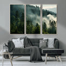 Misty Forest Wall Art Premium Canvas Print a Foggy and