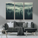 Misty Forest Wall Art Premium Canvas Print a Foggy and