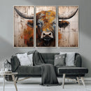 Scottish Highland Cow Cattle Art Print on Wood Style by MyGreatCanvas | Canvas Wall Art Prints | Photo Prints & Wall Decor