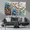 Modern Abstract Fish Shoal Wall Art Canvas Print, Colorful by MyGreatCanvas | Canvas Wall Art Prints | Photo Prints & Wall Decor