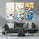 Abstract Fish Shoal Wall Art Canvas Print, Colorful Fish