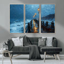 Stormy Night at Beach Pier Oil Painting Large Wall Art