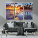 Serene Beach Sunset Wall Art Canvas- Coastal Seascape Print