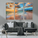 Serene Beach Sunset Wall Art | Coastal Ocean Canvas Print |