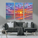 Vibrant Sunset Beach Wall Art - Ocean Sunset Canvas Print |