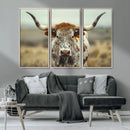 Texas Cow Longhorn Wall Art Canvas Print for Farm House Wall
